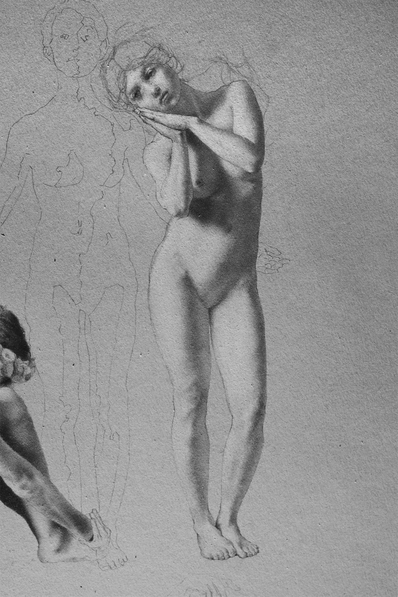 Antoine Verdier - Preparatory drawing – graphite and white chalk on paper